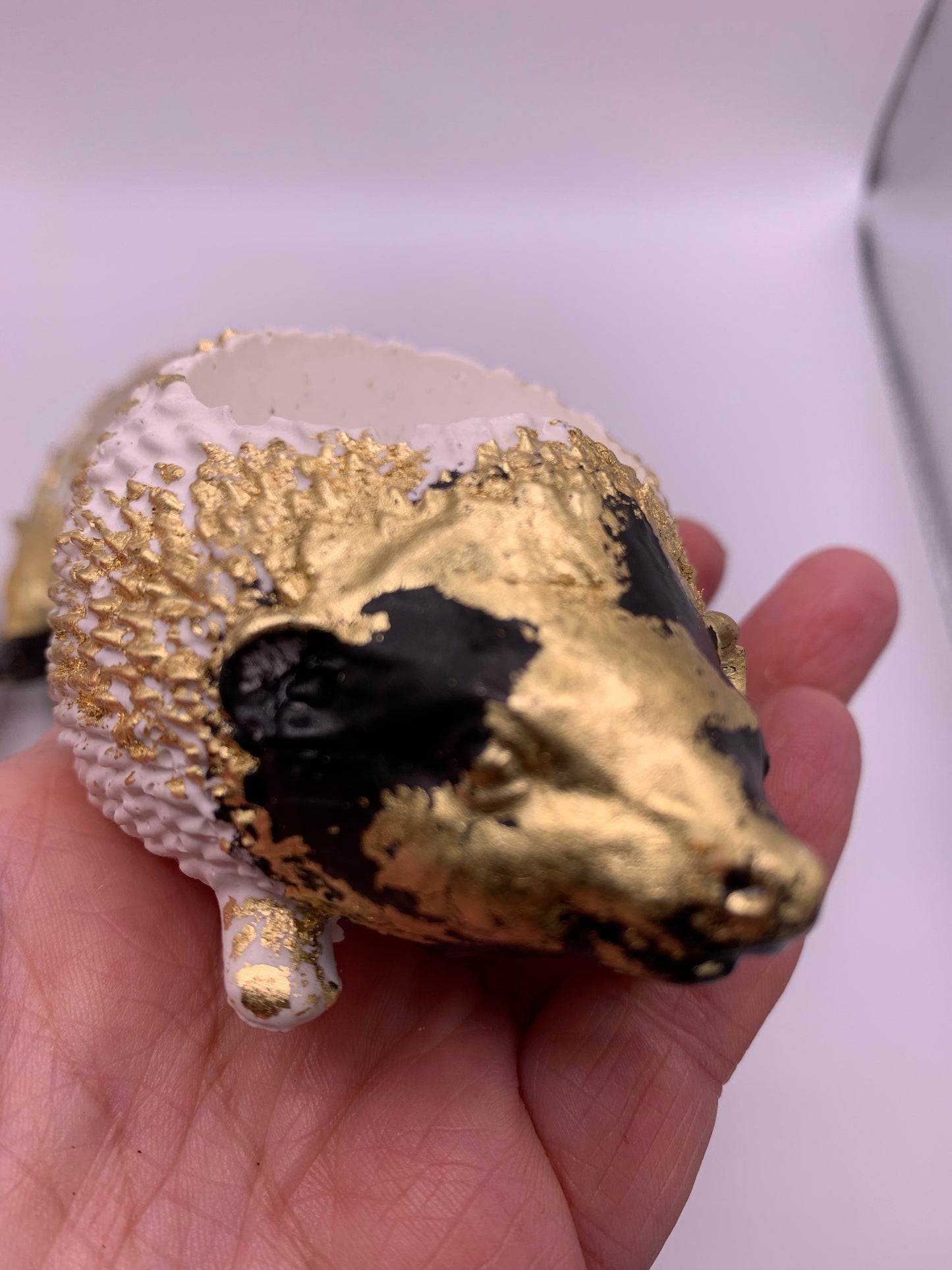 READY NOW - Adorable Hedgehog Tea Light 🖤🤍