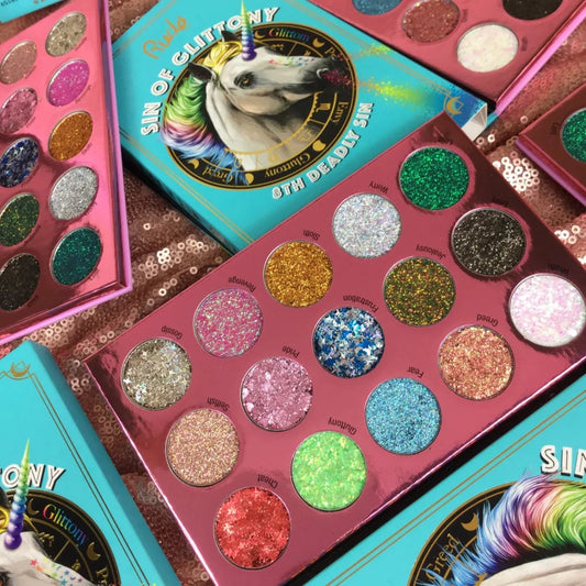 Unicorn Glitter Eyes Pallette - Sin of Glittony by RUDE make up with an Attitude 🦄